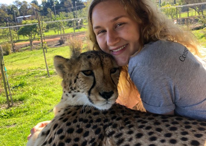 Jenna Saunders posted with a cheetah
